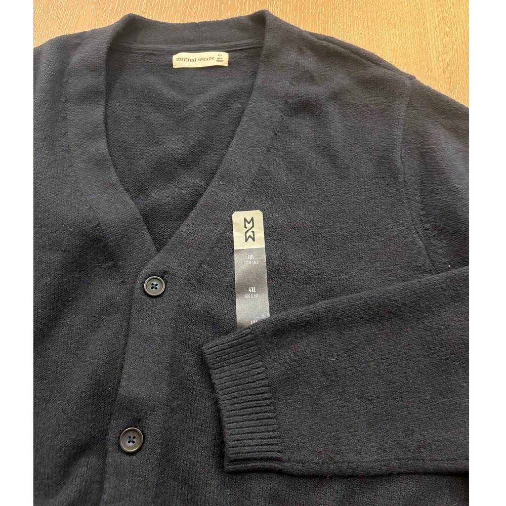 Mutual Weave Men's 4XL Navy Button Front Cardigan Sweater Big Tall NWT